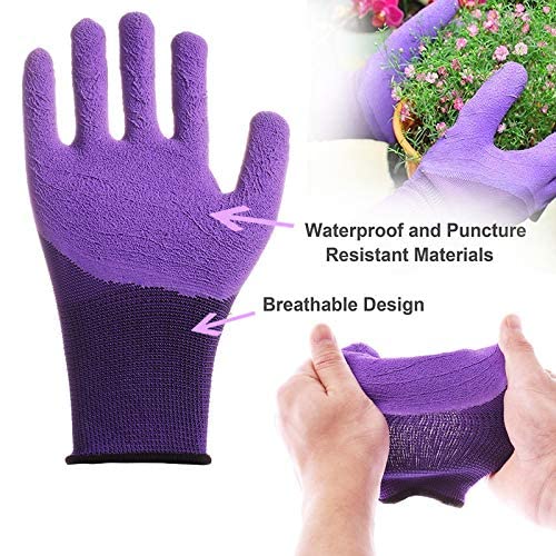 WISDOMLIFE Garden Tools Set, 11 Pieces Gardening Gifts with Purple Floral Print, Ergonomic Handle, Trowel, Rake, Shovels, Pruner, Shears, Sprayer, Gloves, Garden Hand Tools with Carrying Case