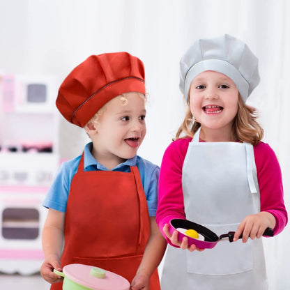 SUNLAND Kids Apron And Hat Set Children Chef Apron For Cooking Baking Painting White(S:3-6 Years)¡­