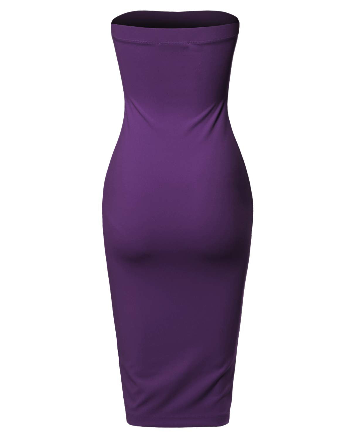 Sexy Scuba Crepe Tube Top Body-Con Tight Fit Midi Dress Eggplant 3XL