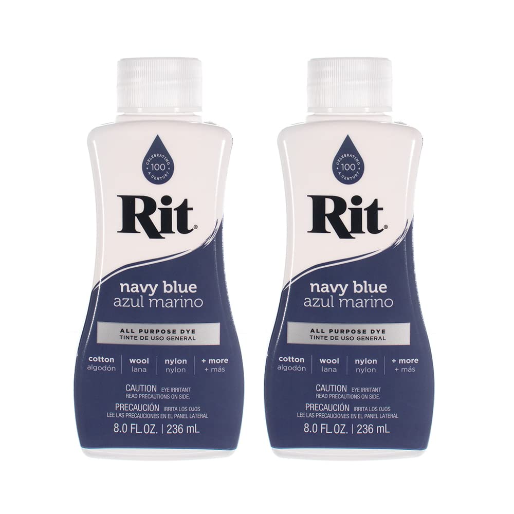 Rit Dye Multi-Purpose Liquid 8 OZ. | Great for Clothing, Accessories, Décor, and Much More | 2-Pack, Navy Blue