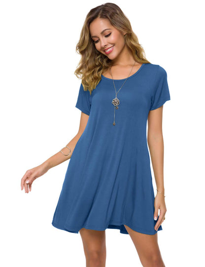 ZENNILO Plus Size Casual T Shirt Dresses for Women Flowy Swing Tunic Dress Pockets