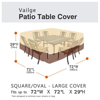 Vailge Waterproof Patio Furniture Set Cover with Padded Handles, Patio/Outdoor Table Cover, Patio/Outdoor Dining Square Table Chairs Cover(Medium,Beige & Brown)