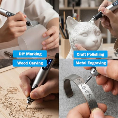 USB Rechargable Engraving Pen with 35bits,Mini Electric Engraver Etching Machines Cordless Rotary Tools Engraved Jewelry Stone Metal Plastic Wood Resin Model
