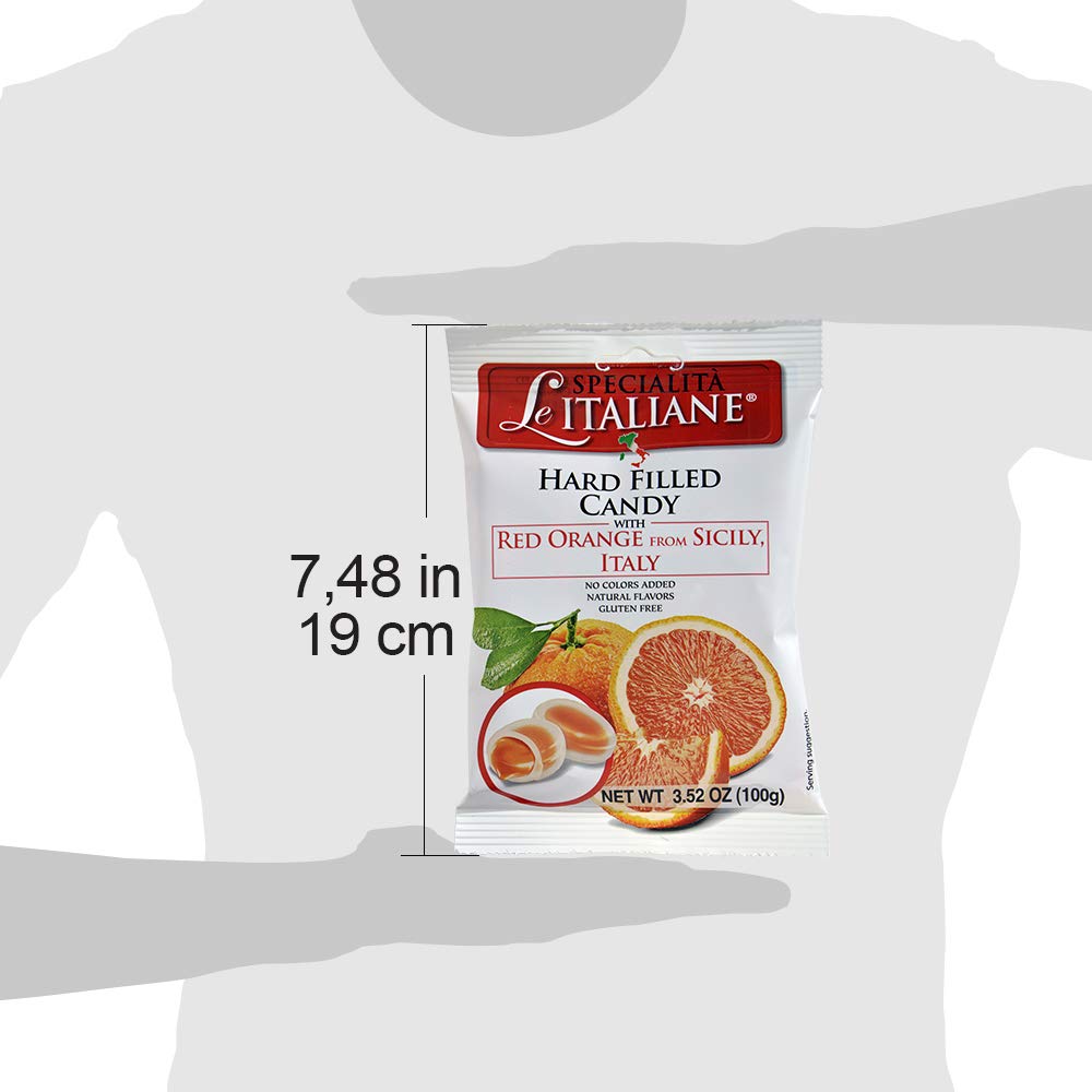Serra Le Italiane, Italian Natural Hard Candy Filled With Red Orange From Sicily Italy, 3.5 Ounce