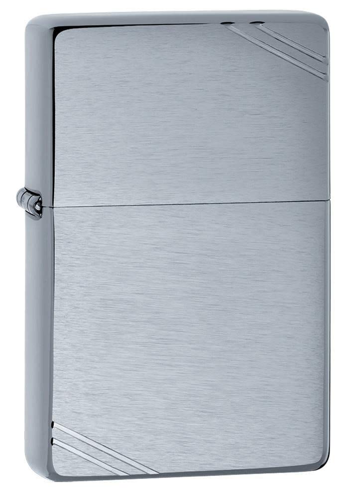 Zippo Vintage Brushed Chrome with Slashes Pocket Lighter, One Size (230)