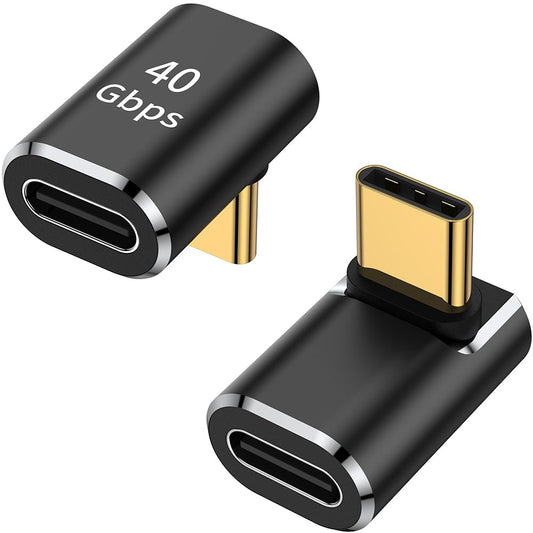 AuviPal USB C 90 Degree Adapter (2 Pack), Up and Down Right Angle L Shape USB Type C Male to Female Connector for Steam Deck, ROG Ally, MacBook, Tablet, Phone and More - Black
