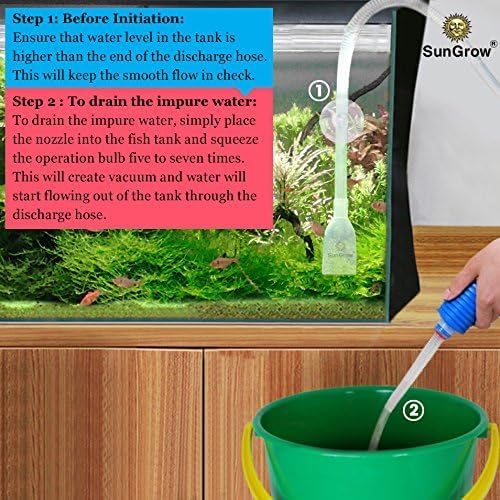 SunGrow Aquarium Fish Tank Gravel Cleaner Vacuum, Siphon Pump Aquarium Water Changer, Tank Cleaner, Syphon Cleaning and Water Changing Tools Kit with Priming Bulb, Aquarium Supplies, 65-inches