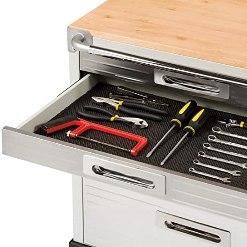 Seville Classics UltraHD Heavy Duty Rolling Cabinet Workbench Table w/Solid Wood Top, Workstation for Garage, Office, Workshop, Granite, 6-Drawer (28" W x 18" D