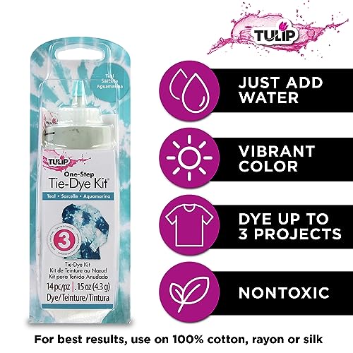 Tulip One-Step Tie-Dye Kit, Vibrant Colors for Fabric 4 fl oz, Teal
