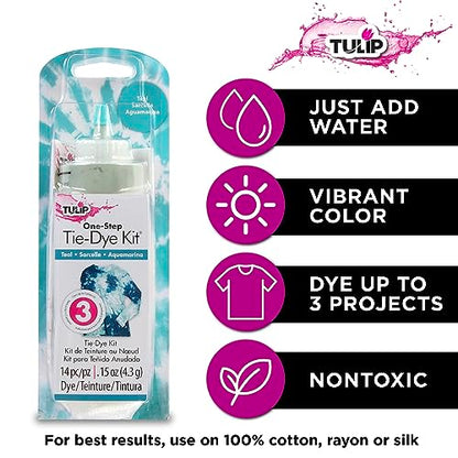 Tulip One-Step Tie-Dye Kit, Vibrant Colors for Fabric 4 fl oz, Teal