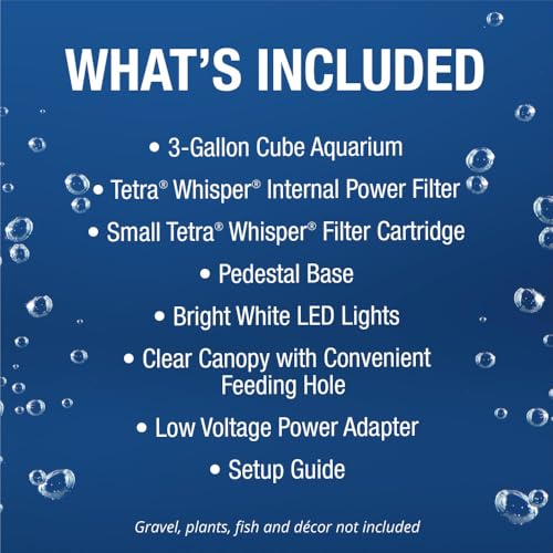 Tetra 3 Gallon Fish Tank, Aquarium Starter Kit with Pedestal Base, LED Light and Filter, For small tropical fish, guppies, goldfish, or betta