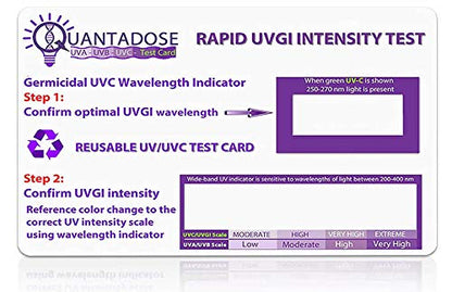 2nd Gen QuantaDose® Reusable UVC Light Test Card with UV Intensity Strip Sensitive to UVA/UVB/UVC Light