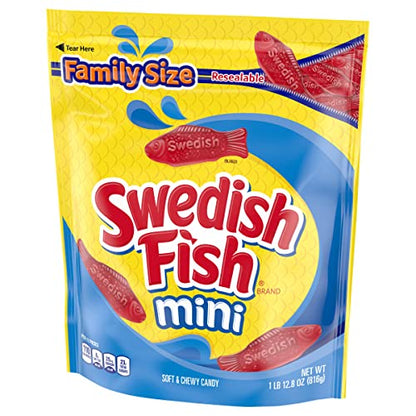 SWEDISH FISH Mini Soft & Chewy Candy, Family Size, 1.8 lb