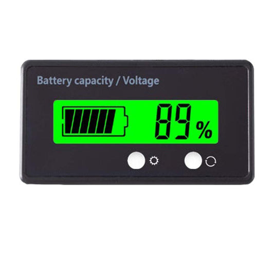 12V 24V 36V 48V Battery Capacity Indicator Golf Cart Voltage Meter with LCD Display Green Backlight, Waterproof Monitor Gauge Digital Voltmeter Testers for 3S-26S Lithium Battery&Lead-Acid Batteries