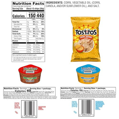 Tostitos Tortilla Chips Chip & Salsa Pack, 3oz Tostitos Crispy Rounds & 3.8oz Medium Salsa (16 count)