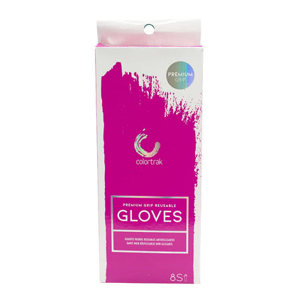 Colortrak Premium Grip Reusable Gloves, 4 Pairs (8 Gloves Total), Powder Free Latex, Durable and Chemical Resistant, Textured for Better Grip, Extra Long Cuff, Washable, Black, Large,