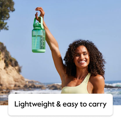 Takeya Tritan Motivational Water Bottle with Straw Lid - Durable, BPA-Free - With Time Marker - Leakproof & Non-Slip Bumper - 64 oz, Vivacity Purple