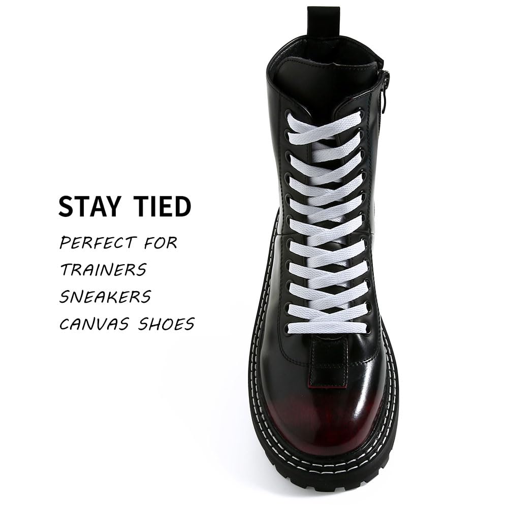 VSUDO 54 Inch Flat Snow White Shoe Laces for Sneakers, Shoelaces for Sneakers, Replacements Shoe Strings for Women or Men (2 Pairs-Snow White-137CM)