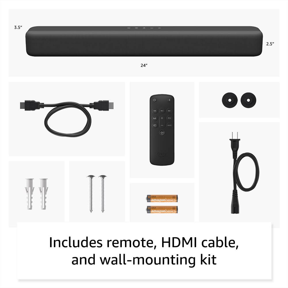 Amazon Fire TV Soundbar (newest model), 2.0 speaker with DTS Virtual:X and Dolby Audio, Bluetooth connectivity