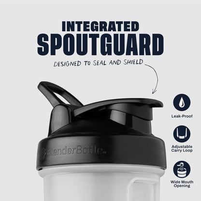 BlenderBottle Classic V2 Shaker Bottle Perfect for Protein Shakes and Pre Workout, 20-Ounce, Clear/Black