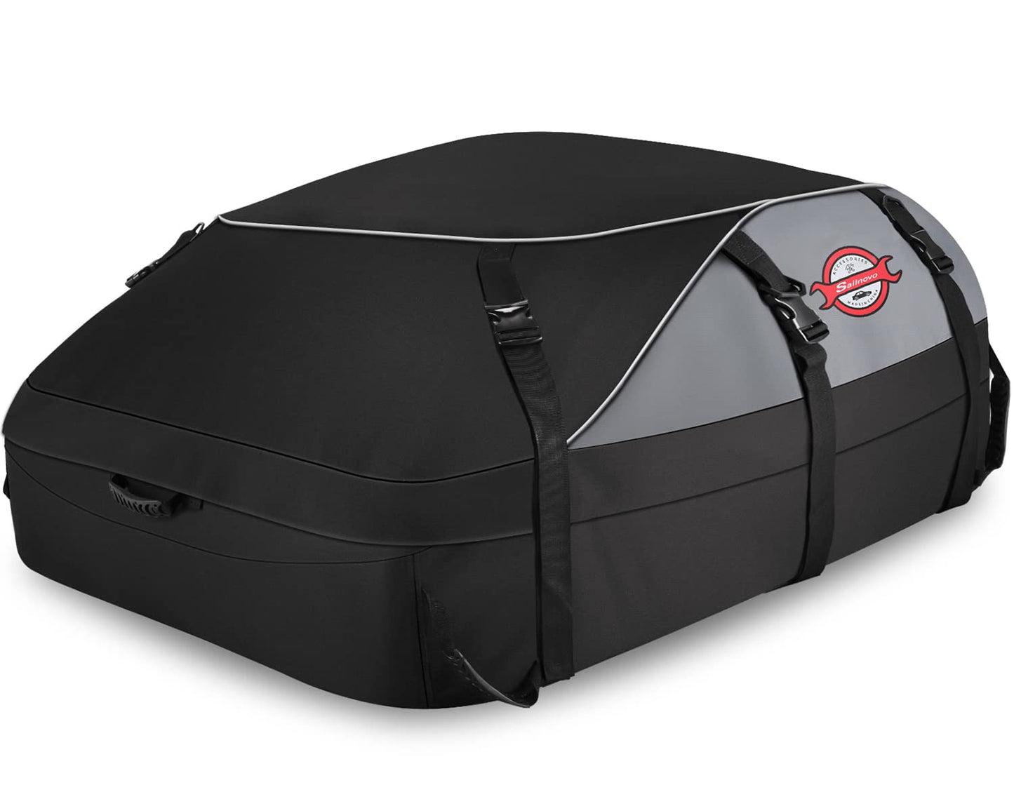 Sailnovo Car Rooftop Cargo Carrier Roof Bag, 20 Cubic feet Waterproof Roof Cargo Carrier fit car with/Without Luggage Rack - Vehicle Soft Shell Roof Cargo Box with Tie-Down Strap, Safety Hook