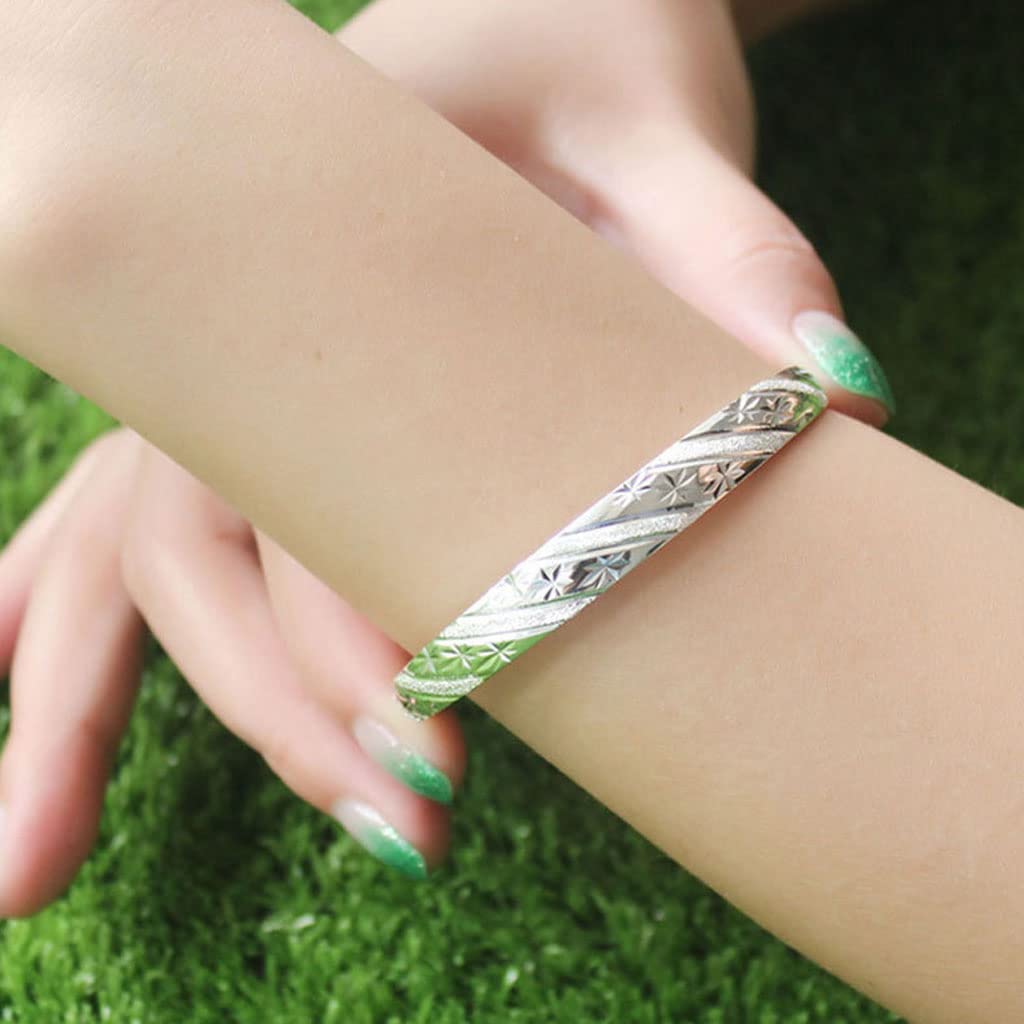 Sterling Silver Bangle Bracelets for Women, Handmade Bracelet for Women, Birthday Gifts for Women, Mom Gifts (Silver-9)