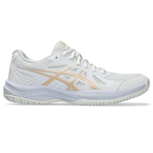 ASICS Women's Upcourt 6 Volleyball Shoes, 9, White/Champagne