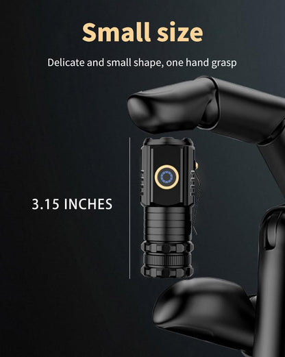 UNROEVS Mini LED Flashlight Rechargeable USB C Charging, Small Flashlights Powerful Max 2550 Lumens with 5 Light Modes, Pocket Light with Clip, Magnetic Flash Lightfor EDC,Camping, Hiking,Emergency