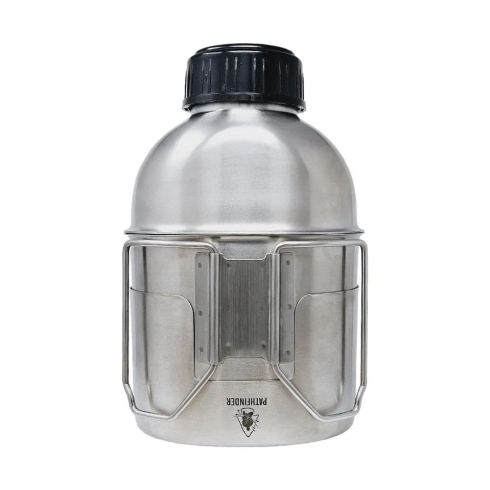 The Pathfinder School Metal Canteen Cooking Set - Survival Gear - Camping Essentials Mess Kit - Military Grade Outdoor Eating Kit - Hiking and Trail Cook Set