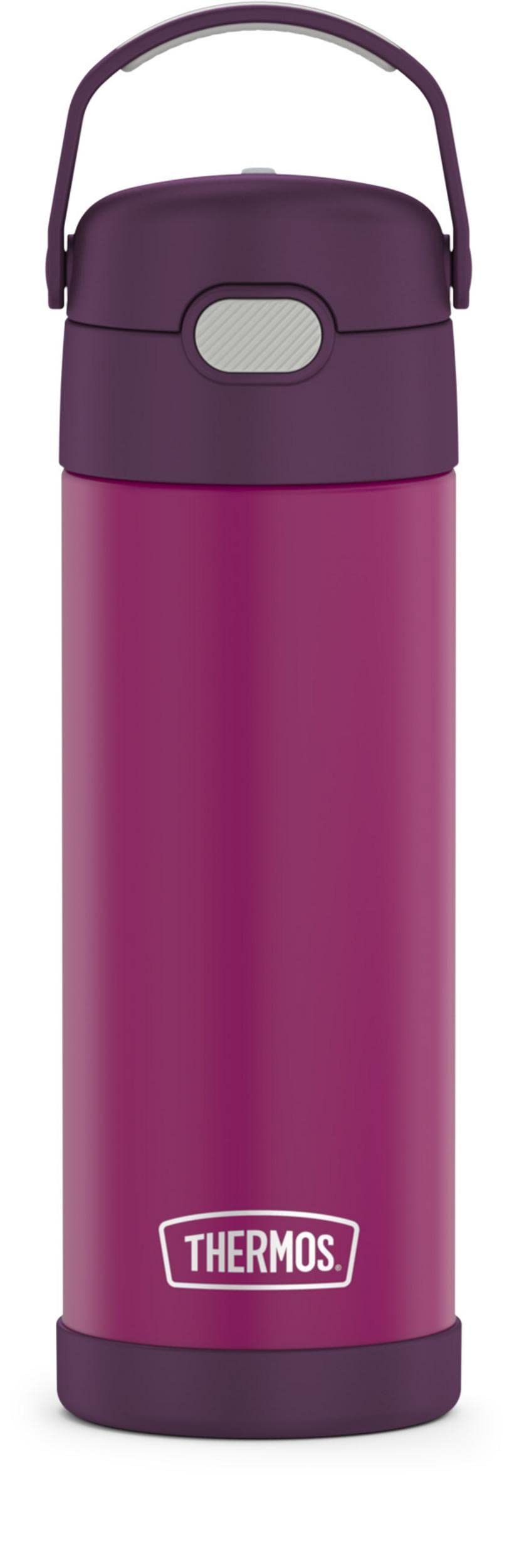 THERMOS FUNTAINER 16 Ounce Stainless Steel Vacuum Insulated Bottle with Wide Spout Lid, Red Violet