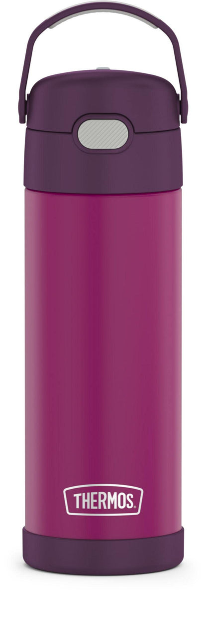 THERMOS FUNTAINER 16 Ounce Stainless Steel Vacuum Insulated Bottle with Wide Spout Lid, Red Violet