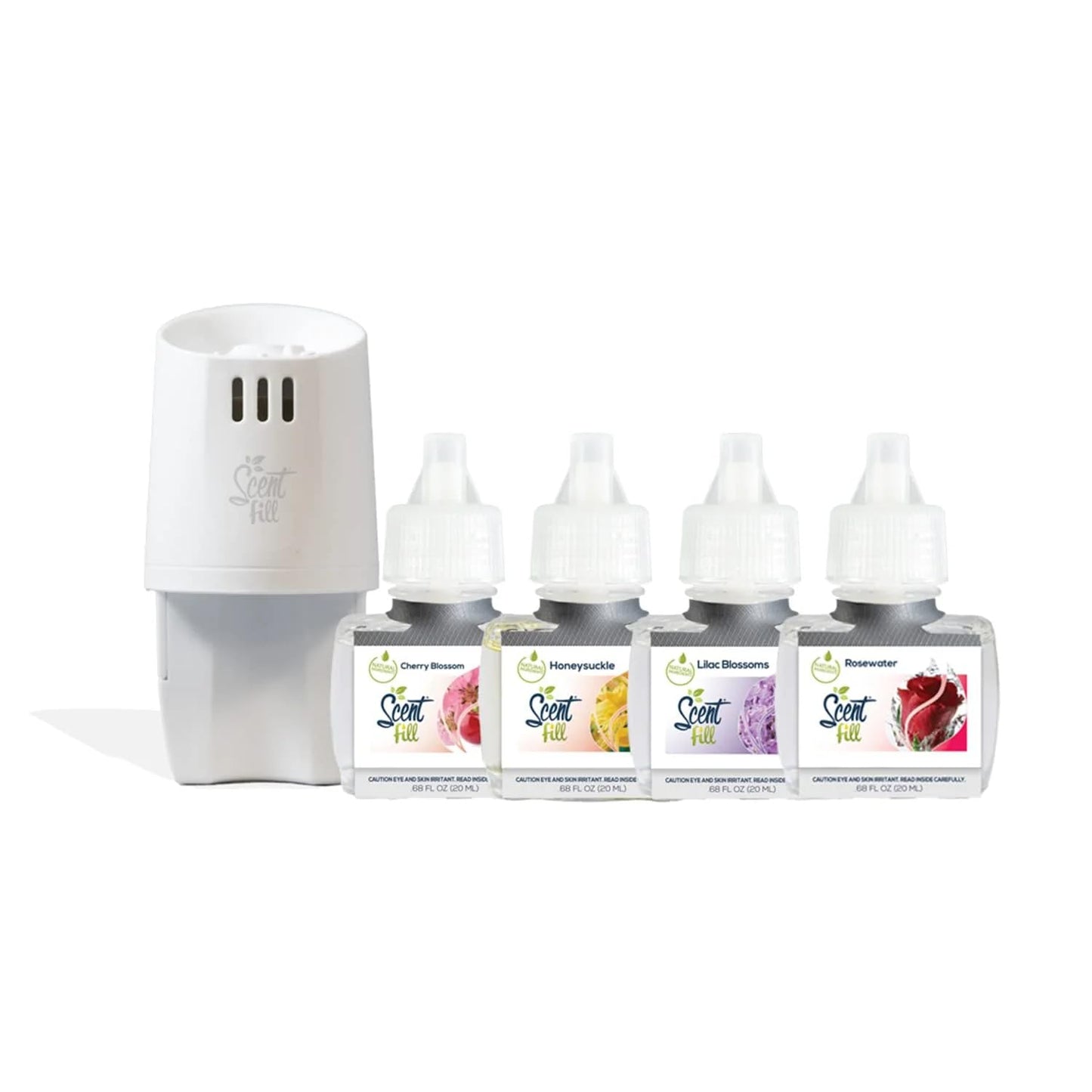 Scent Fill Spring Collection Kit (Lilac Blossom, Cherry Blossom, Honeysuckle, Rosewater), 4 Refills + Diffuser
