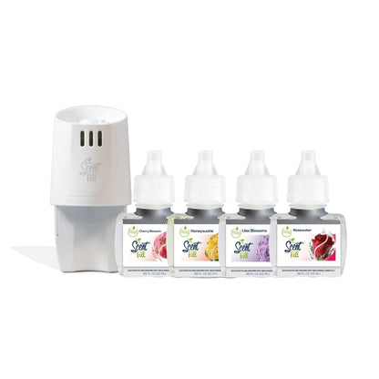 Scent Fill Spring Collection Kit (Lilac Blossom, Cherry Blossom, Honeysuckle, Rosewater), 4 Refills + Diffuser