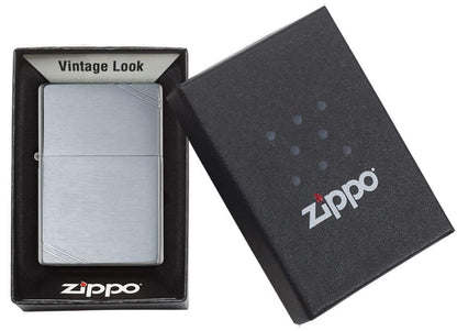 Zippo Vintage Brushed Chrome with Slashes Pocket Lighter, One Size (230)