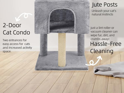 ROYPET Fashion Design 43.3" Cat Trees with Cat Houses,Grey