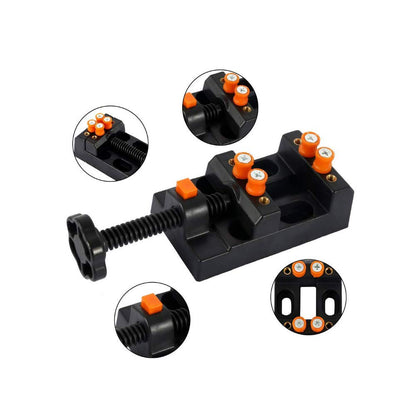 Sourcemall Universal Mini Drill Press Vise Clamp Table Bench Vice for Jewelry Walnut Nuclear Watch Repairing Clip On DIY Sculpture Craft Carving (Clamping Range: 0-2inch ABS)
