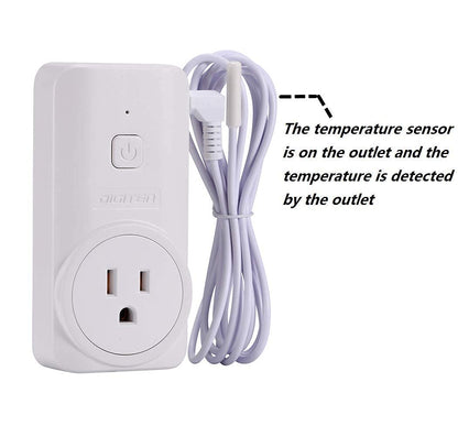DIGITEN WTC200 Wireless Temperature Controller Thermostat Outlet Remote Control Thermometer with 2m/6ft NTC Temp Sensor Probe Heating Cooling Mode for Fan Heater Greenhouse Homebrewing Reptile