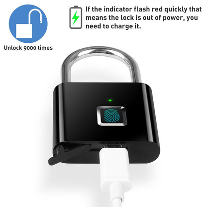 Fingerprint Padlock,AICase Ultra Light One Touch Open Fingerprint Lock with USB Charging for Gym, Sports, School Employee Locker,Fence, Suitcase,Bike No App, No Bluetooth，No Trouble