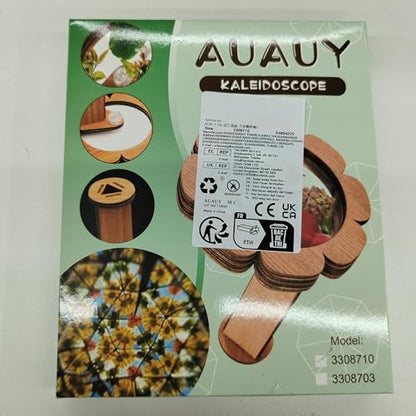 AUAUY Natural DIY Kaleidoscope Kit, Classic Magic Rotating Kaleidoscope Making Set, Handmade Educational Toys for Nature Lovers Birthday (Flower Shape)