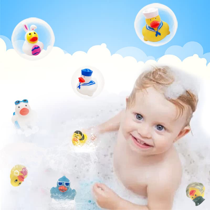 WQTHE 30 Pack Rubber Duck for Jeeps Ducking - 2.3 Inch Bulk Floater Duck for Kids - Baby Bath Toy Assortment - Party Favors, Birthdays, Bath Time, and More (30 Varieties)