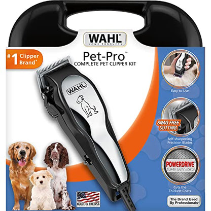 Wahl USA Clipper Pet-Pro Dog Grooming Kit - Electric Corded Dog Clipper for Dogs & Cats with Fine & Medium Coats - Model 9281-210