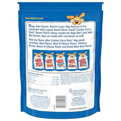 Canine Carry Outs Dog Treats, Bacon Flavor, 22.5 Ounce (Pack of 4), Made with Real Bacon