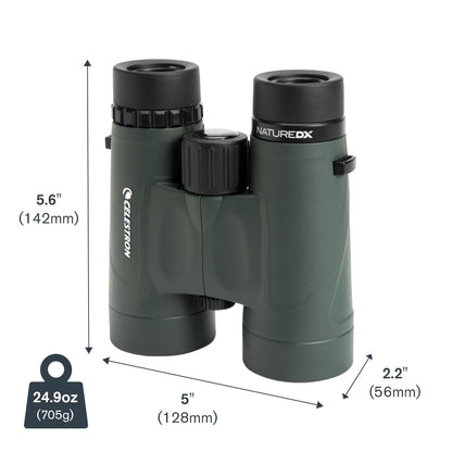 Celestron - Nature DX 8x42 Binoculars – Ideal for Birding and Outdoors – 42mm Objective Lenses – Wide 7.4° Field of View – BaK-4 Prisms – Fully Multi-Coated – Waterproof and Fogproof