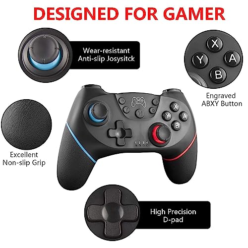 Diswoe Upgraded Wireless Controller for Switch/Lite/OLED/Switch 2 Pro Controller for Switch Remote Joystick Gamepad Supports Wake up, Gyro Axis, Turbo, Dual Vibration and Screenshot Function