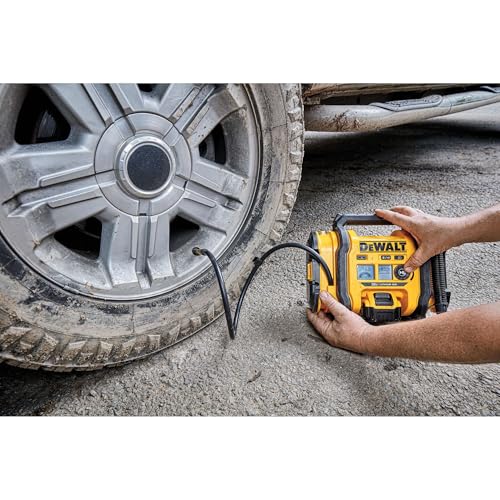 DEWALT Tire Inflator Portable Air Compressor 20V MAX, Air Pump with Automatic Shut Off, LED Light, Tool Only (DCC020IB)
