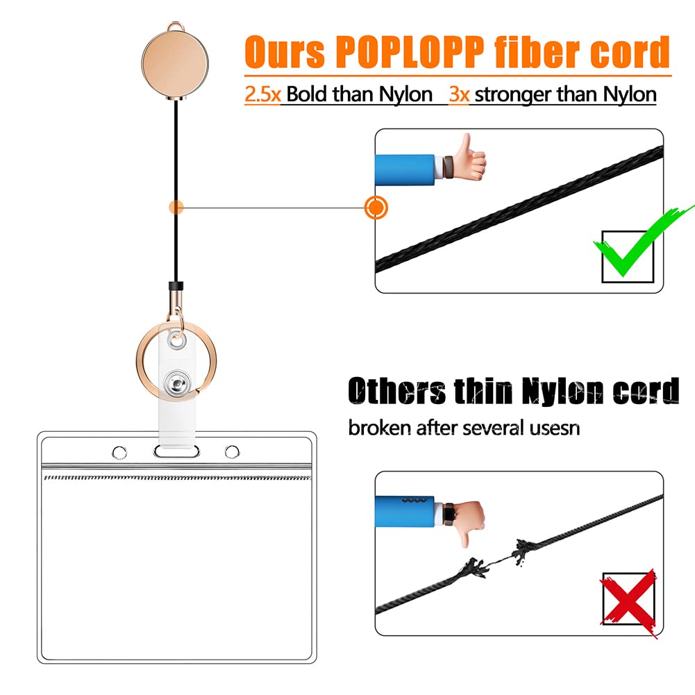 Retractable Lanyards for ID Badges and Keys, Cute Breakaway Teacher Lanyard with Badge Holders and Reels, Durable Silicone Beaded Lanyard for Women, Nurses, Office with 2 Waterproof Card Holders