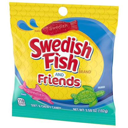 SWEDISH FISH and Friends Soft & Chewy Candy, Bulk Candy, 12-3.59 oz Bags