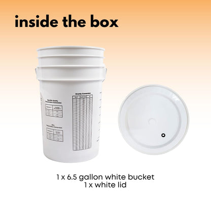 Fastrack 6.5 Gallon Fermenting Bucket with Lid | White | 100% Food Grade-BPA Free Fermenting Brew Bucket for your Beer, Wine or any other Fermented Beverage