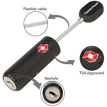 2 Pack TSA Approved Luggage Locks with Keys for Travel – Flexible Ultra Secure Mini Key Padlock & Metal Zinc Alloy Material – Black