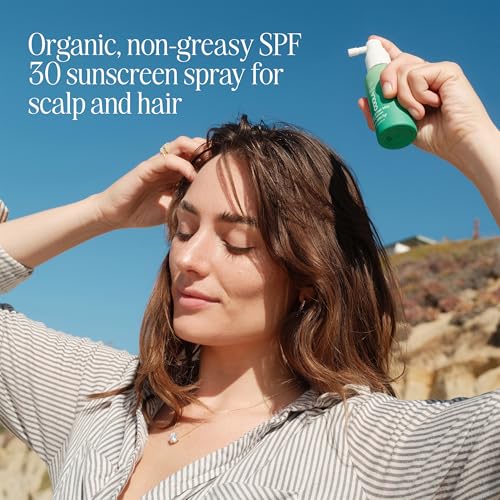 COOLA Organic Scalp Spray & Hair Sunscreen Mist with SPF 30, Dermatologist Tested Hair Care for Daily Protection, Vegan and Gluten Free, Ocean Salted Sage, 2 Fl Oz